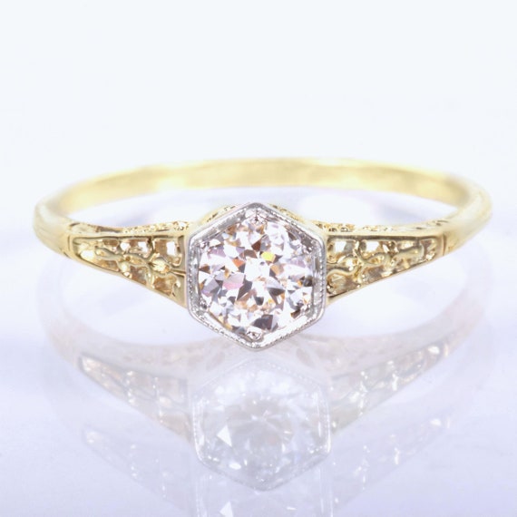 Antique Engagement Ring - Antique Edwardian 14k T… - image 1