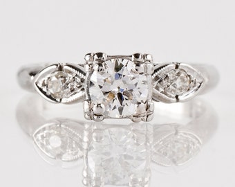 Antique Engagement Ring - Antique Engagement Ring - Antique 1930s 14K White Gold Diamond Engagement Ring