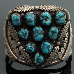 Vintage Cuff - Vintage Navajo Sterling Silver and Turquoise Cuff Bracelet