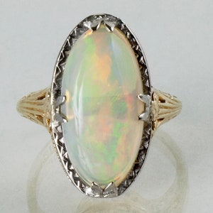 Antique Ring - Antique Edwardian Two-Tone Opal Filigree Ring