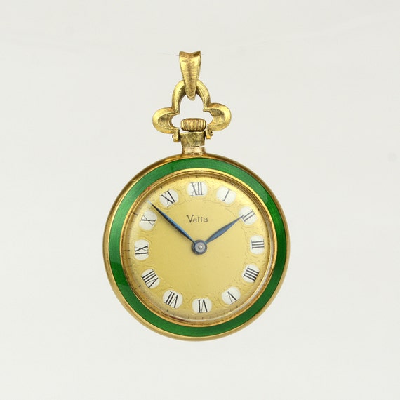 Ladies Vintage 1940's 18K Yellow Gold and Enamel