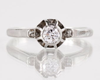 Antique Engagement Ring Antique Platinum Etched Diamond | Etsy