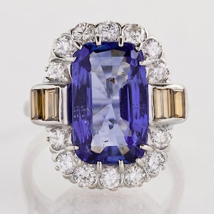 Antique Engagement Ring - Vintage Sapphire and Natural Yellow Diamond Ring
