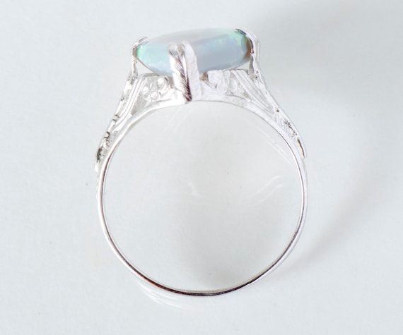 Antique Ring - Antique 18k White Gold 4.35ct Boul… - image 4