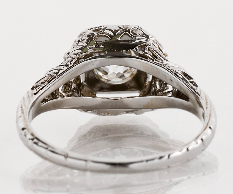 Antique Engagement Ring Antique 18k White Gold Filigree Diamond Engagement Ring image 3