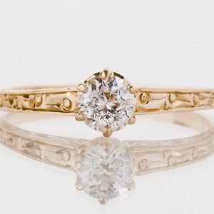 Antique Engagement Ring Antique 1910's 14k Yellow Gold Diamond Solitaire Engagement Ring image 1