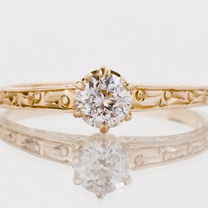 Antique Engagement Ring - Antique 1910&#39;s 14k Yellow Gold Diamond Solitaire Engagement Ring