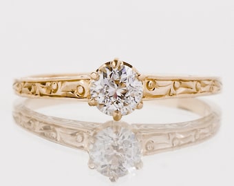 1910s Antique Diamond Engagement Ring: 14k Yellow Gold Solitaire