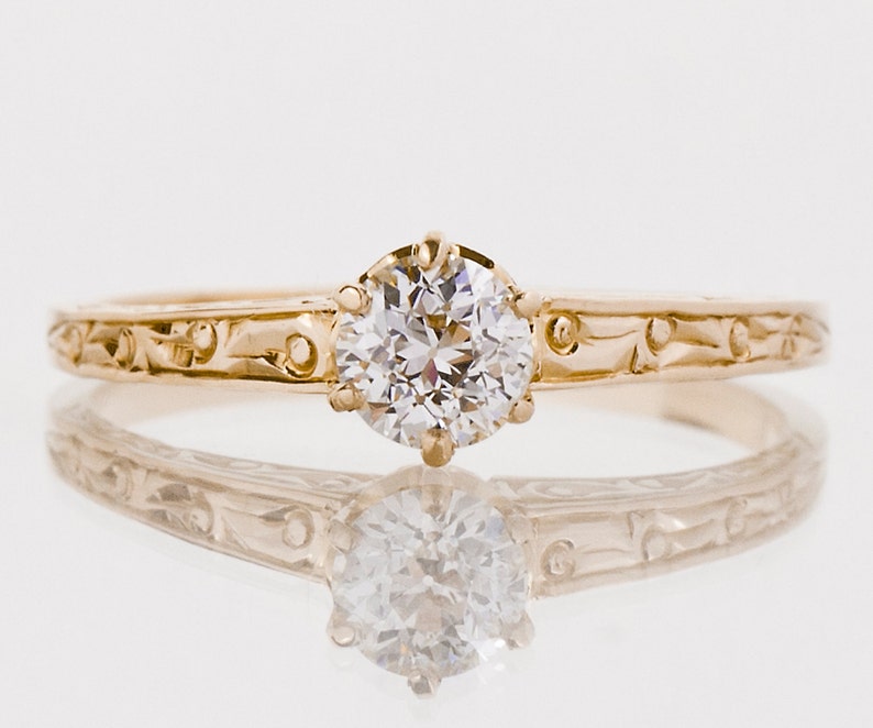 Antique Engagement Ring Antique 1910's 14k Yellow Gold Diamond Solitaire Engagement Ring image 1