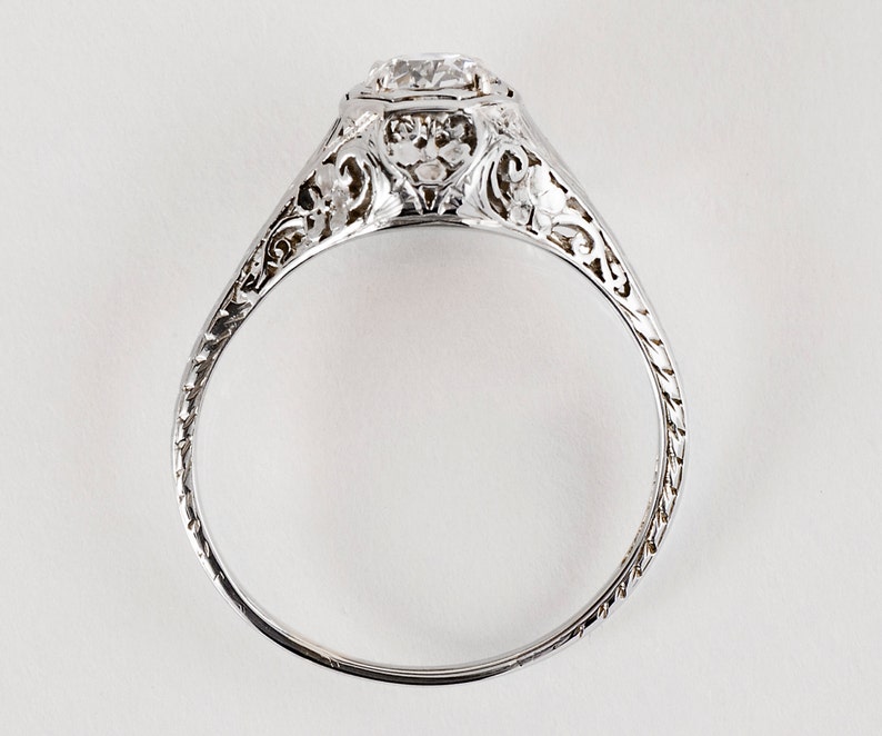 Antique Engagement Ring Antique Art Nouveau 18k White Gold Etsy