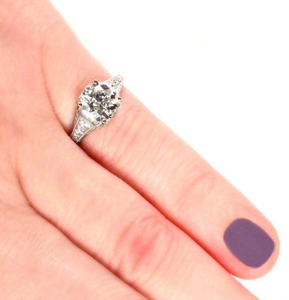 Antique Engagement Ring - Antique 18k White Gold … - image 5
