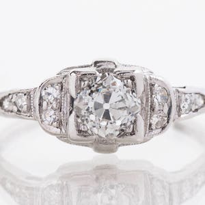 Antique Engagement Ring - Antique Art Deco Platinum Diamond Engagement Ring