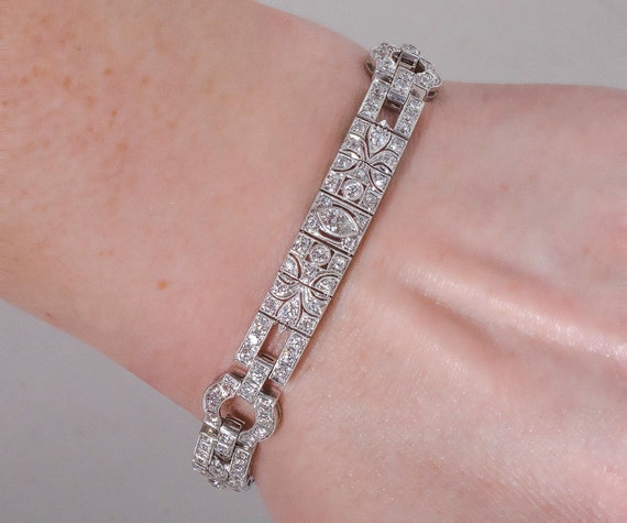 Antique Bracelet - Antique Platinum Art Deco 4.5c… - image 1