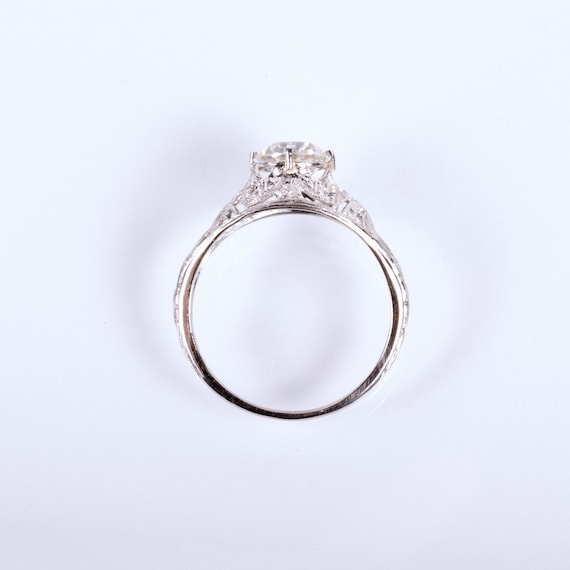 Antique Engagement Ring - Antique 1920's Platinum… - image 4