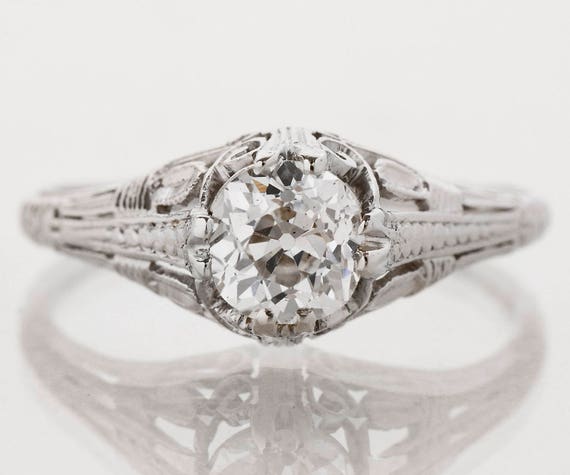 Antique Engagement Ring - Antique Platinum Diamond Engagement Ring