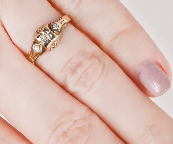 Vintage Engagement Ring - Vintage 10k Two-tone Diamond
