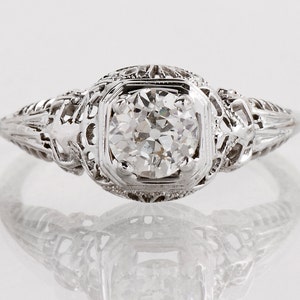 Antique Engagement Ring Antique Edwardian 18k White Gold Diamond Engagement Ring image 1