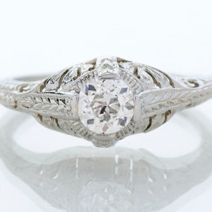Antique Engagement Ring - Antique 1920&#39;s 18k White Gold Diamond Engagement Ring