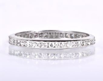 Antique Wedding Band - Antique Platinum Diamond Eternity Band