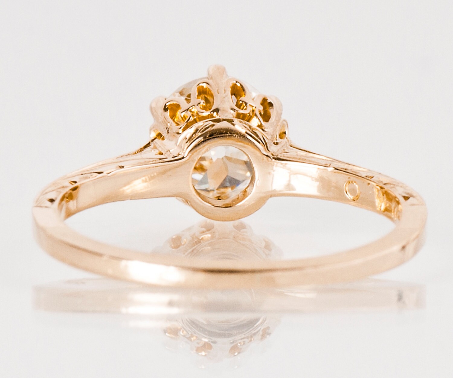 Antique Engagement Ring Antique Rose Gold Diamond Solitaire | Etsy