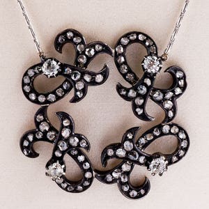 Antique Necklace - Antique Georgian Early 1800&#39;s Silver & Gold Diamond Necklace