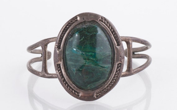 Azure Malachite Cuff - Vintage 1950's Old Pawn Az… - image 2