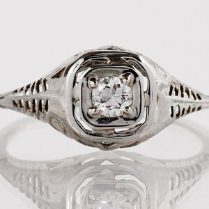 Antique Engagement Ring - Diamond Ring - Antique Edwardian 18k White Gold Diamond Engagement Ring