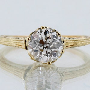 Antique Engagement Ring - Antique 14k Yellow Gold Diamond Solitaire Engagement Ring