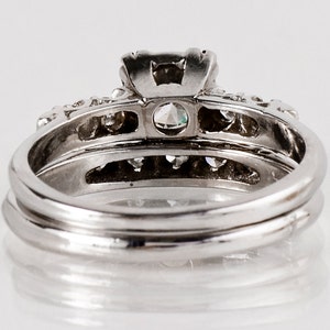 Vintage Engagement Ring Vintage 1940s Platinum Diamond Wedding Set image 3