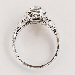 Antique Engagement Ring Antique 18k White Gold Filigree Diamond Engagement Ring image 4