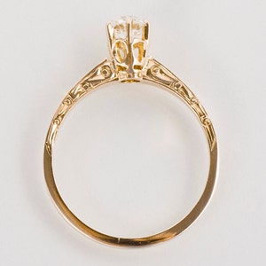 Antique Engagement Ring Antique 1910's 14k Yellow Gold Diamond Solitaire Engagement Ring image 4