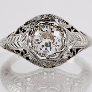 Antique Engagement Ring Antique Edwardian 18k White Gold Diamond Engagement Ring image 1