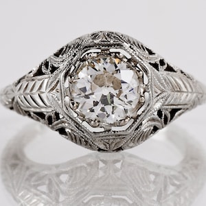 Antique Engagement Ring - Antique Edwardian 18k White Gold Diamond Engagement Ring