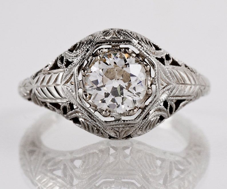 Antique Engagement Ring Antique Edwardian 18k White Gold Diamond Engagement Ring image 1