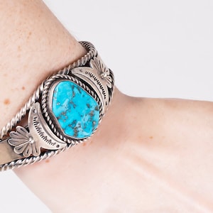 Turquoise Cuff - Vintage Navajo Sterling Silver & Turquoise Cuff