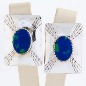 Vintage Earrings Vintage Azurmalachite Sterling Silver Clip-on Earrings image 1