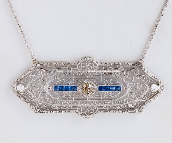Antique Necklace - Antique Edwardian 14k White Gol
