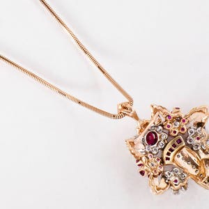 Antique Necklace Antique 1930's 14k Rose Gold Ruby and Diamond Pendant image 5