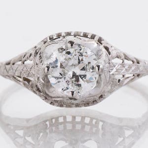 Antique Engagement Ring - Antique Edwardian 18k White Gold Diamond Engagement Ring