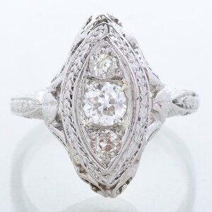 Antique Engagement Ring - Antique Art Deco Platinum 3-Stone Diamond Engagement Ring