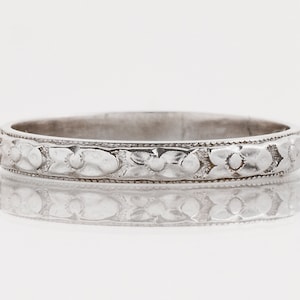 Vintage Wedding Band - Vintage Platinum Engraved &quot;1949&quot; Wedding Band