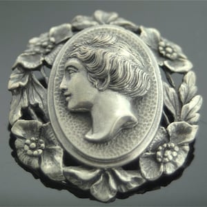 Antiguo Pin - camafeo victoriano - hecha a mano estilo victoriano plata camafeo broche