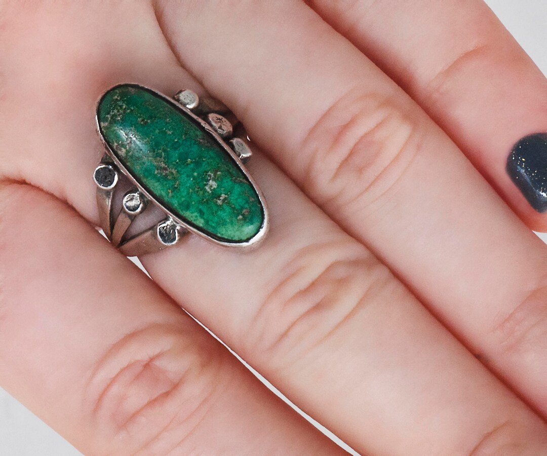 Vintage Native American Sterling Silver Turquoise Ring - Size 6.5 - Etsy