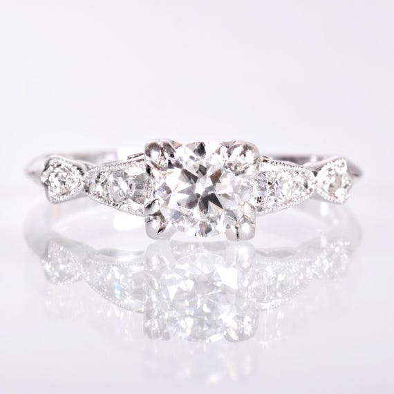 Antique Engagement Ring - Antique Platinum Diamond Engagement Ring