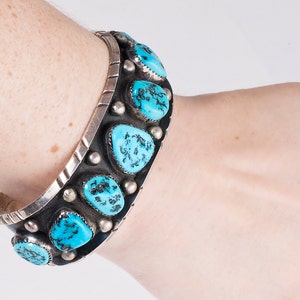 Vintage Cuff - Vintage Navajo Sterling Silver and Turquoise Cuff Bracelet