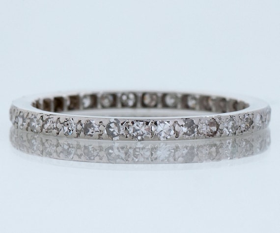 Antique Wedding Band - Antique Art Deco Platinum Diamond Eternity Band
