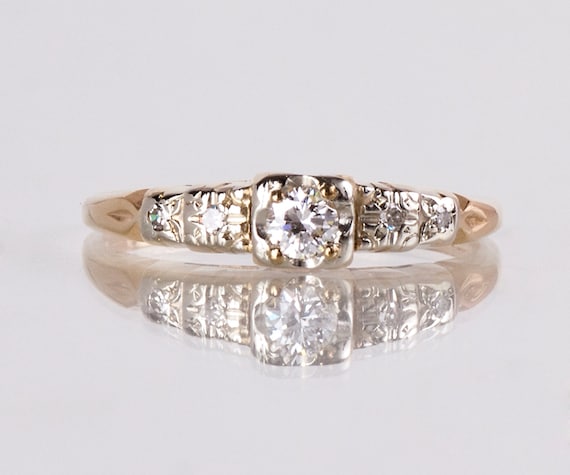 Vintage Engagement Ring - Vintage 1940s 18K Yellow