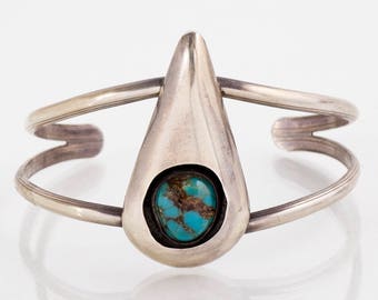 Vintage Cuff - Vintage Sterling Silver and Turquoise Cuff Bracelet.