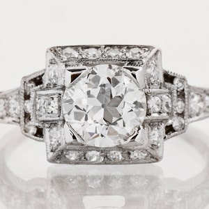 Antique Engagement Ring - Antique Art Deco Platinum Diamond Engagement Ring