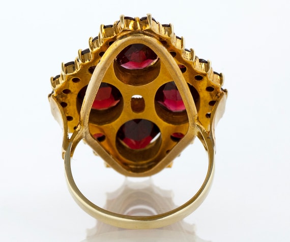 Antique Ring - Antique 14k Yellow Gold Garnet Sta… - image 3